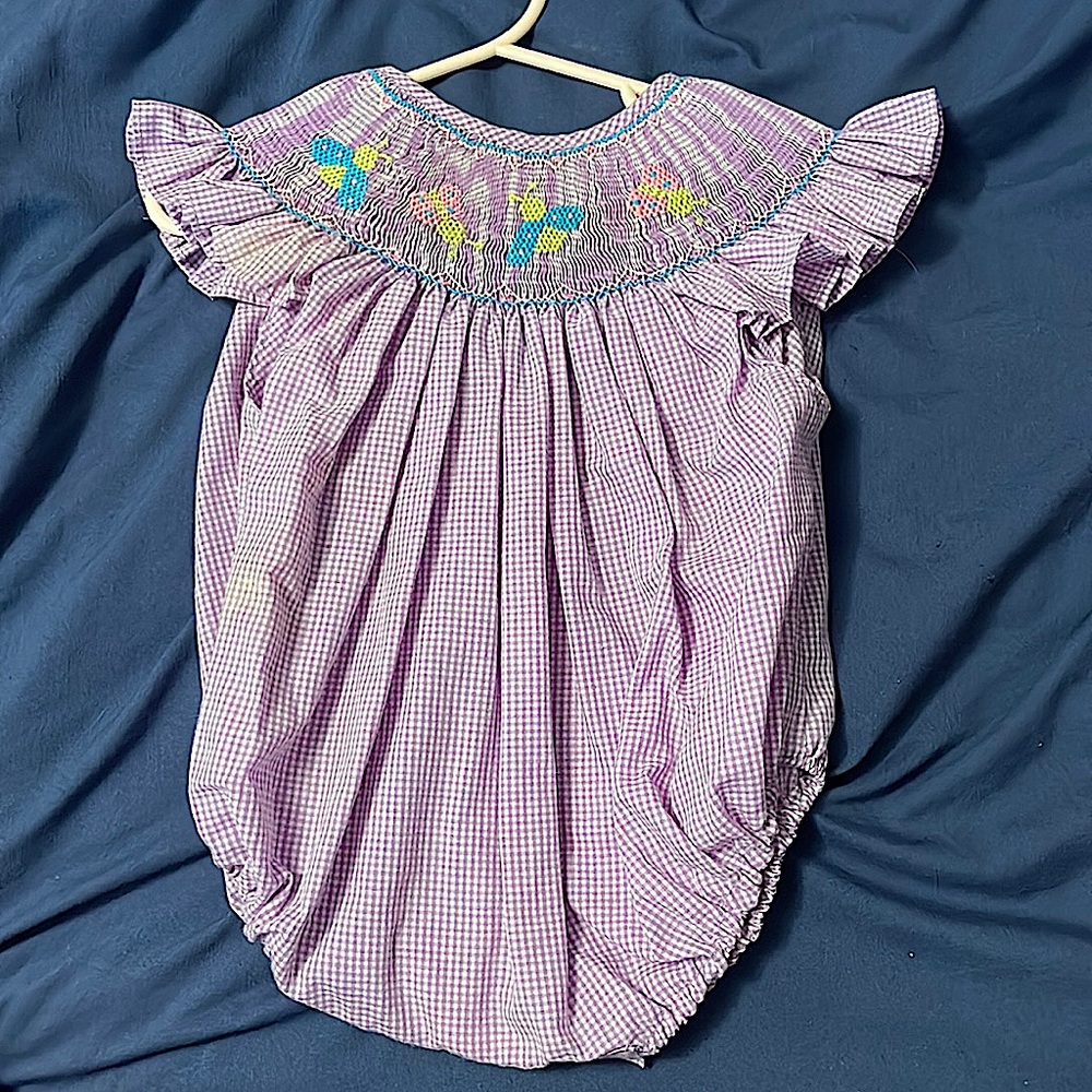 Girls 6M Smocked Lady Bug Bubble
